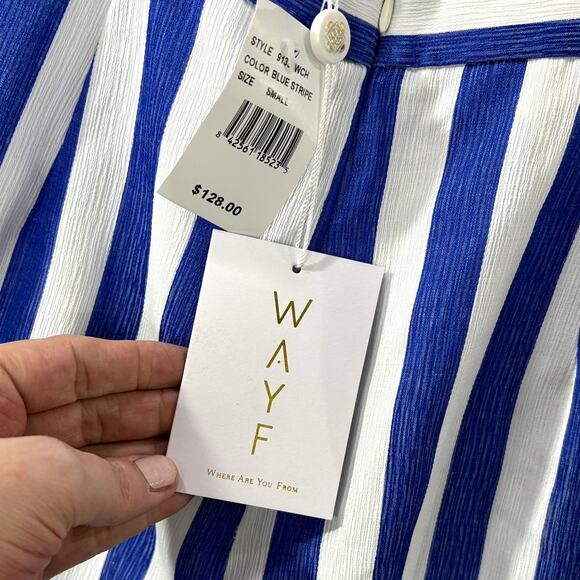 WAYF Size S Halter Jumpsuit Striped Sailor Nautical Coastal Spring Summer Preppy - Picture 3 of 10